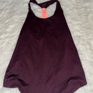 Old Navy Plum Racerback Tank Top with Pink Strap Accent